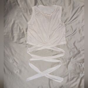 Fabletics Light Pink Wrap Tie Crop Top